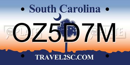 OZ5D7M South Carolina License Plate