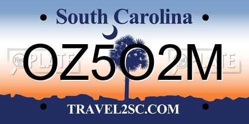 OZ5O2M South Carolina License Plate