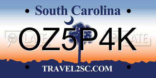 OZ5P4K South Carolina License Plate