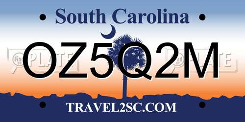 OZ5Q2M South Carolina License Plate