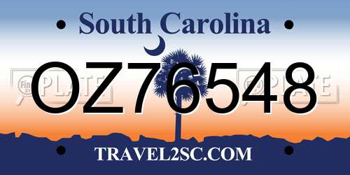 OZ76548 South Carolina License Plate