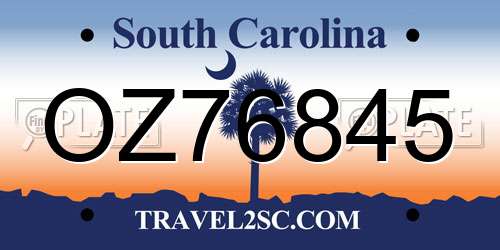 OZ76845 South Carolina License Plate