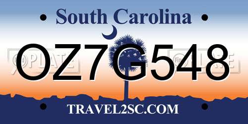 OZ7G548 South Carolina License Plate