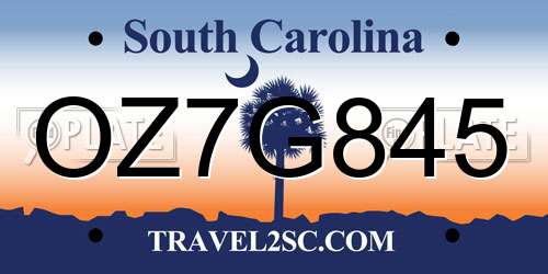 OZ7G845 South Carolina License Plate
