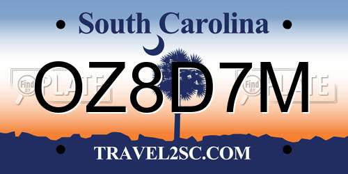 OZ8D7M South Carolina License Plate