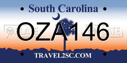 OZA146 South Carolina License Plate