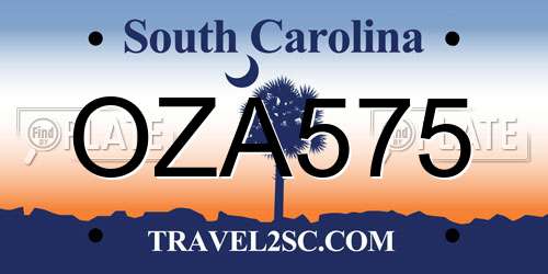 OZA575 South Carolina License Plate