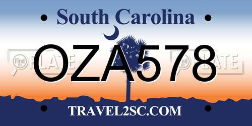 OZA578 South Carolina License Plate