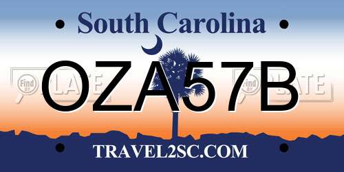 OZA57B South Carolina License Plate