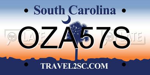 OZA57S South Carolina License Plate