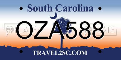 OZA588 South Carolina License Plate