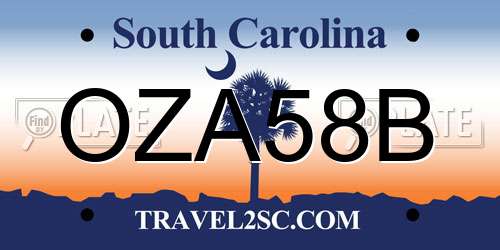 OZA58B South Carolina License Plate