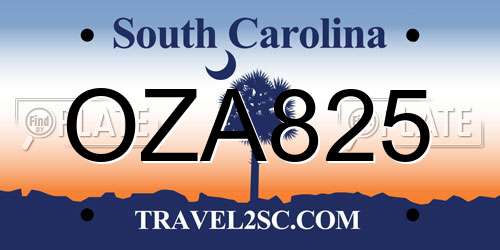 OZA825 South Carolina License Plate