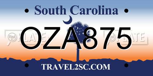 OZA875 South Carolina License Plate