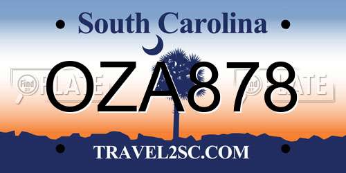 OZA878 South Carolina License Plate