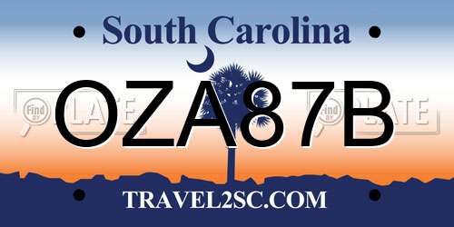 OZA87B South Carolina License Plate