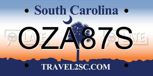 OZA87S South Carolina License Plate