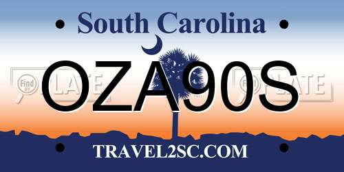 OZA90S South Carolina License Plate