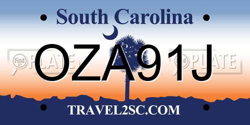 OZA91J South Carolina License Plate