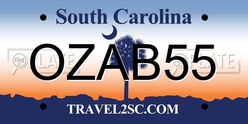 OZAB55 South Carolina License Plate