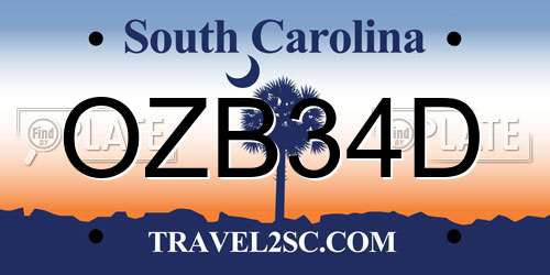 OZB34D South Carolina License Plate