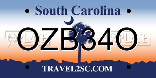 OZB34O South Carolina License Plate