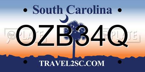 OZB34Q South Carolina License Plate