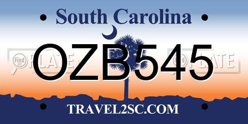OZB545 South Carolina License Plate