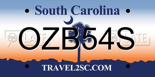 OZB54S South Carolina License Plate
