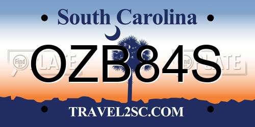 OZB84S South Carolina License Plate