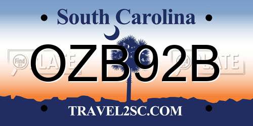 OZB92B South Carolina License Plate