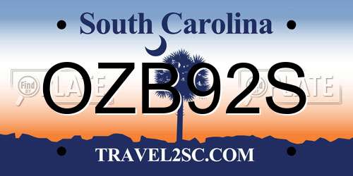 OZB92S South Carolina License Plate
