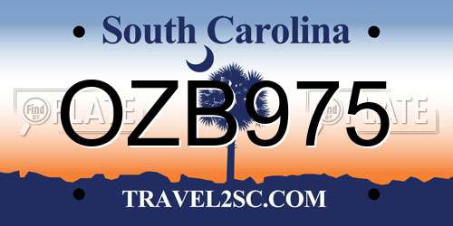 OZB975 South Carolina License Plate