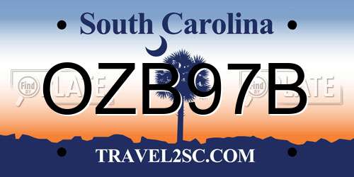 OZB97B South Carolina License Plate