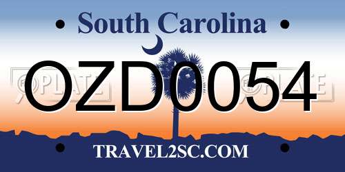OZD0054 South Carolina License Plate