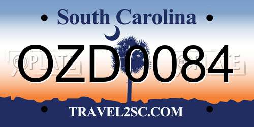 OZD0084 South Carolina License Plate