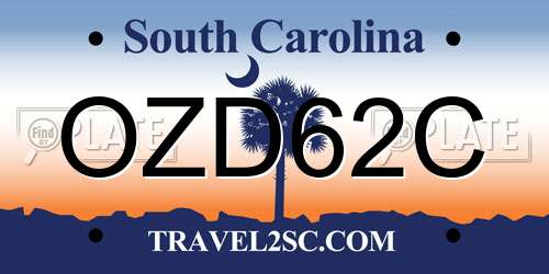 OZD62C South Carolina License Plate