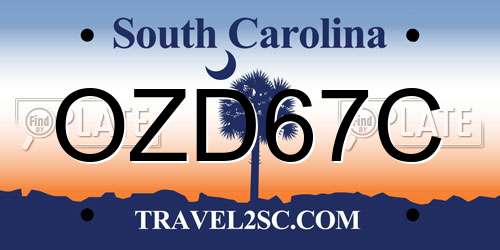 OZD67C South Carolina License Plate