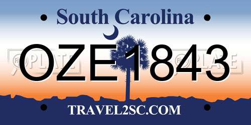 OZE1843 South Carolina License Plate