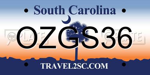 OZGS36 South Carolina License Plate