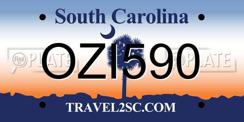OZI590 South Carolina License Plate