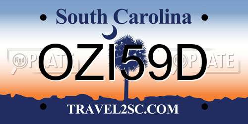 OZI59D South Carolina License Plate