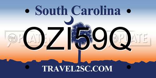 OZI59Q South Carolina License Plate