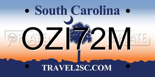 OZI72M South Carolina License Plate