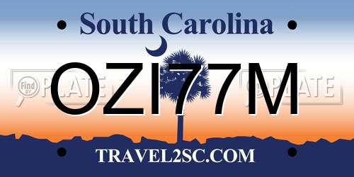 OZI77M South Carolina License Plate