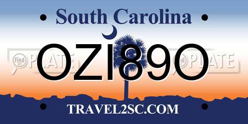 OZI89O South Carolina License Plate