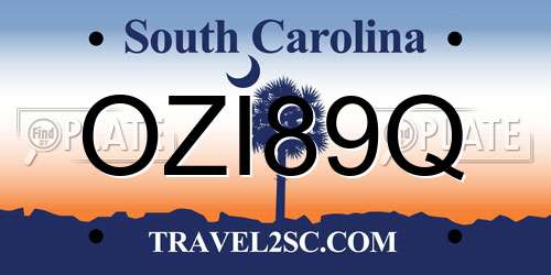 OZI89Q South Carolina License Plate