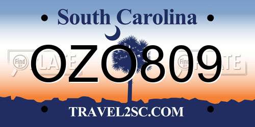 OZO809 South Carolina License Plate