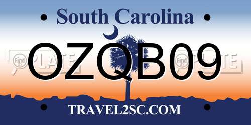 OZQB09 South Carolina License Plate