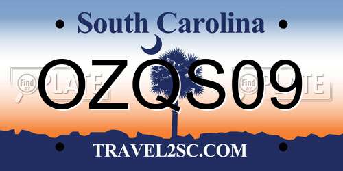 OZQS09 South Carolina License Plate